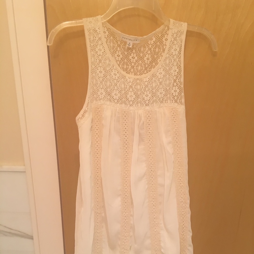 elegant white lace sundress size M